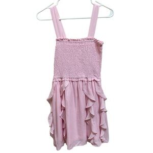 Emily wonder pink ruffled ribbed strapped dress